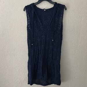 Women’s Hooded Nautica Beach Swim Coverup, Navy, Small